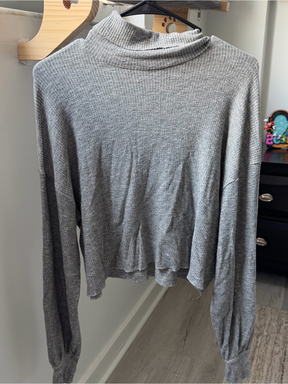 Bershka grey long sleeve top with mock